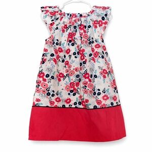 Healthtex Pink & White Floral Ruffle Sleeve A-Line Dress Girls 3T NWT